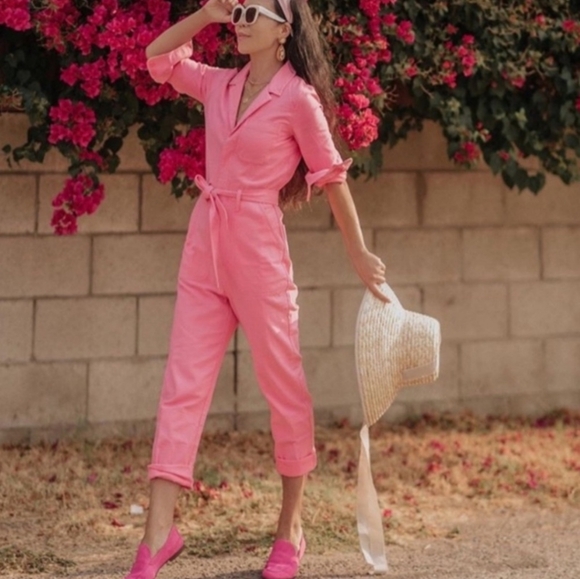 J.CREW Garment Dyed Denim Pink Jumpsuit - Picture 2 of 12